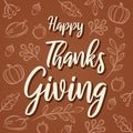 Happy Thanks Giving. Simple Thanksgiving card. Vector design.