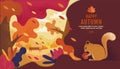 Happy Thanksgiving, Autumn, Banner Design Template, vector illustration, Drawing, Cartoon, Landscape Painting Style Royalty Free Stock Photo