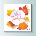 Happy Thanksgiving Autumn leaves white paper Royalty Free Stock Photo