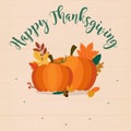 Happy Thanksgiving. Autumn Pumpkins and leaves. Flat design mode Royalty Free Stock Photo