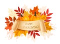 Happy Thanksgiving background with colorful autumn leaves Royalty Free Stock Photo