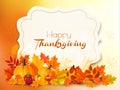 Happy Thanksgiving background with colorful leaves.
