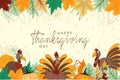 Happy Thanksgiving background with vegetables and colorful leaves Royalty Free Stock Photo