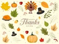 Happy Thanksgiving background with vegetables and colorful leaves Royalty Free Stock Photo