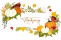 Happy Thanksgiving background with vegetables and colorful leaves Royalty Free Stock Photo