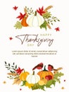 Happy Thanksgiving background with vegetables and colorful leaves Royalty Free Stock Photo