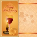 Happy Thanksgiving background with vine leaf Royalty Free Stock Photo