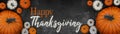 Happy Thanksgiving banner background panorama - Autumn Holiday Harvest still life, Set of various pumpkins on dark concrete stone Royalty Free Stock Photo