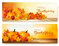 Happy Thanksgiving banners with autumn vegetables