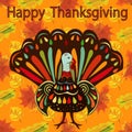 Happy Thanksgiving Beautiful colorful ethnic turkey bird autumn