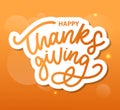 Happy thanksgiving brush hand lettering, isolated on white background. Calligraphy vector illustration. Can be used for Royalty Free Stock Photo