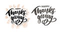 Happy thanksgiving brush hand lettering, isolated on white background. Calligraphy vector illustration. Can be used for holiday Royalty Free Stock Photo