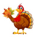 Happy Thanksgiving. Cartoon character turkey bird