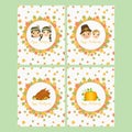 Happy Thanksgiving Celebration Card Vector Set