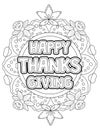Happy thanksgiving coloring page for adults. Royalty Free Stock Photo