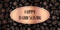 Happy Thanksgiving copper foil text vector leaves