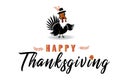 Happy Thanksgiving cute cartoon turkey card vector image