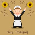 Happy Thanksgiving - Cute Pilgrim Woman