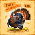 Happy Thanksgiving Day advertising poster, promotional banner. National holiday of blessing harvest. Digital art illustration of