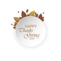 Happy Thanksgiving Day Autumn Background. Colorful autumn leaves decorated with white blank paper for your message. Can Royalty Free Stock Photo