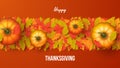 Happy thanksgiving day background with autumn leaves and pumpkins. Vector illustration Royalty Free Stock Photo