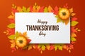 Happy thanksgiving day background with autumn leaves and pumpkins. Vector illustration