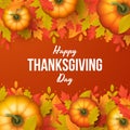 Happy thanksgiving day background with autumn leaves and pumpkins. Vector illustration Royalty Free Stock Photo