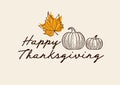 Happy thanksgiving day background with lettering and illustrations. Royalty Free Stock Photo