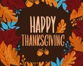 Happy thanksgiving day background with lettering and illustrations Royalty Free Stock Photo
