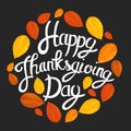 Happy Thanksgiving Day Background with Shiny Autumn Natural Leaves. Royalty Free Stock Photo