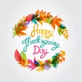 Happy Thanksgiving Day Background with Shiny Autumn Natural Leaves. Vector Illustration Royalty Free Stock Photo