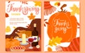 Happy Thanksgiving Day banner, poster or flyer design set, family dinner, autumn harvest Royalty Free Stock Photo