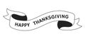 Happy thanksgiving day banner ribbon black and white 2D cartoon object