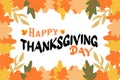 Happy Thanksgiving Day border with autumn leaves. Thanksgiving festival banner copyspace. Royalty Free Stock Photo