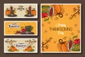 Happy thanksgiving day bundle of cards Royalty Free Stock Photo