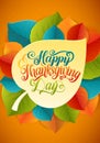 Happy Thanksgiving Day. Calligraphy Greeting Leaf Card
