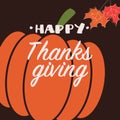 Happy Thanksgiving day card with decorative elements, orange pumpkin, colorful design Royalty Free Stock Photo