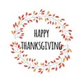 Happy Thanksgiving day card with decorative floral wreath, colorful design Royalty Free Stock Photo