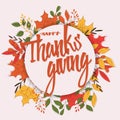 Happy Thanksgiving day card with floral decorative elements, colorful design Royalty Free Stock Photo