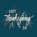 Happy Thanksgiving day card with floral decorative elements, colorful design Royalty Free Stock Photo