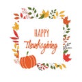 Happy Thanksgiving day card with floral decorative elements, colorful design Royalty Free Stock Photo