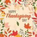 Happy Thanksgiving day card with floral decorative elements, colorful design Royalty Free Stock Photo