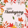 Happy Thanksgiving day card with floral decorative elements, colorful design Royalty Free Stock Photo
