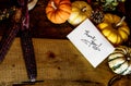 Happy Thanksgiving Day Card handwriting Thank you with copy space Royalty Free Stock Photo