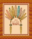 Happy Thanksgiving Day card with Indian feather Royalty Free Stock Photo