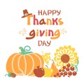 Happy Thanksgiving day card. Vector Beautiful handwritten autumn Illustration with text Royalty Free Stock Photo