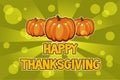 Happy Thanksgiving Day cards, illustration orange wreath with pumpkin