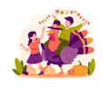 Happy Thanksgiving Day. Children Playing With a Turkey. Thanksgiving Celebration