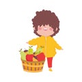 Happy thanksgiving day cute little boy with basket fruits