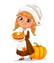 Happy Thanksgiving Day. Cute little pilgrim girl